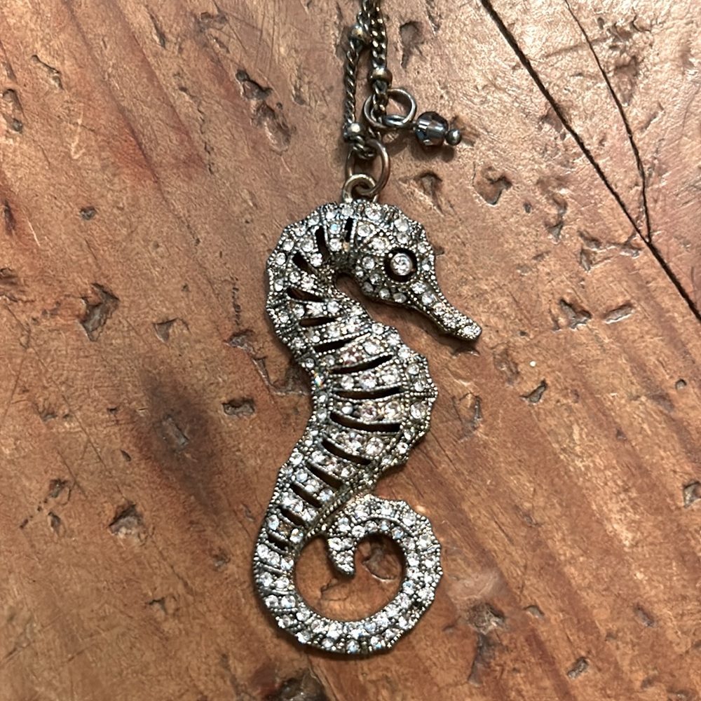 STUNNING VTG RHINESTONE SEAHORSE NECKLACE rare unique vintage collectible - Picture 1 of 4